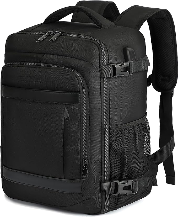 Mochila Viaje Cabina Avion 45x36X20 para Easyjet 30L Mochila Cabina Equipaje de Mano Bolso Mochilas Hombre para Portatil de 14 Pulgadas Mochila de Viaje Escuela Trabajo Negro