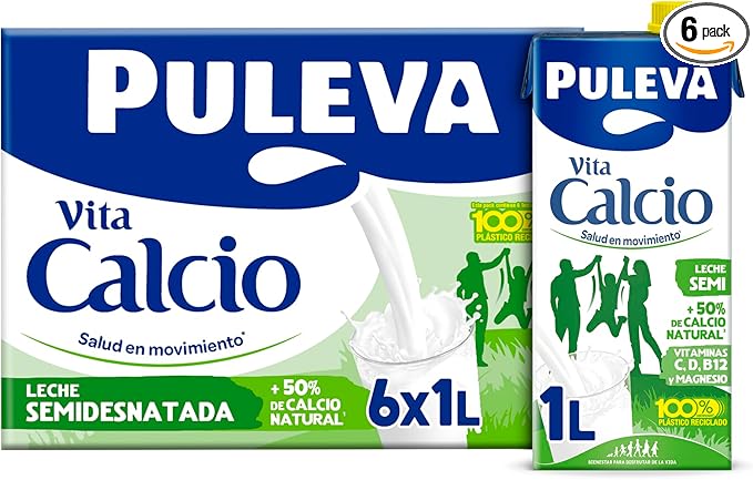Puleva Calcio Leche Semidesnatada - Pack 6 x 1Lt