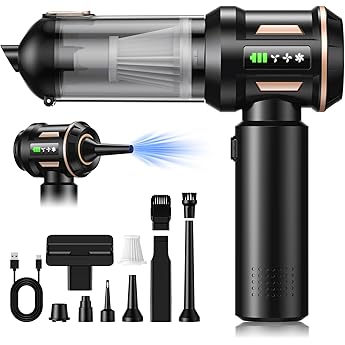 Aspirador de Mano, 28000PA Aspiradora sin Cable con Taza Grande Colector de Polvo, 4 en 1 Aspirador Coche con Motor Sin Escobillas, 3 Niveles Mini Aspiradora para Coche, Pelo de Mascotas, Hogar