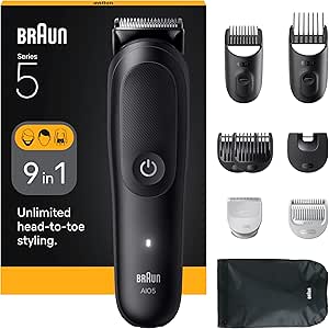 Braun - 5 Series 9-in-1 all-in-one hair clipper, ultra sharp blade, 120 minutes runtime, SkinGuard protection for the body, precise and efficient cutting, AquaGrip handy underwater handle,
