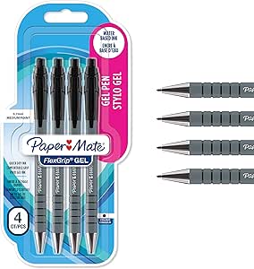 Paper Mate FlexGrip Gel Pens | 0.7mm | Black Ink | 4 Count