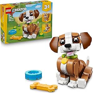 LEGO Creator 3in1 Cute Animals: Playful Puppy - Transformable Animal Figures into Squirrel, Duck and Dog Toy - Birthday Gift for Boys and Girls Ages 8+ - 31382