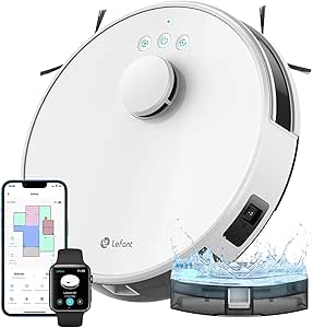 Lefant M1 Robot Vacuum Cleaner and Mop 2-in-1, 5500Pa, with LIDAR Navigation and Multi-Level Mapping, Virtual Areas, Ideal for Pet Hair, Carpets and Hard Floors, Alexa/App/WiFi, White