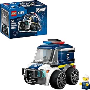 LEGO City Vehicles: Police Van Toy - Police Officer Minifigure Building Kit - Filled for Children's Birthday Pinata - Gift for 5+ Year Old Boys - 60481