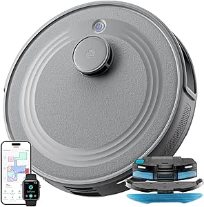 Lefant M2 Robot Vacuum Cleaner and Mop 2 in 1, 160min Automatic, 6000Pa, Laser Navigation, PSD Avoidance, Custom Cleaning, Ideal for Cleaning Pet Hair and Hard Floors, Grey