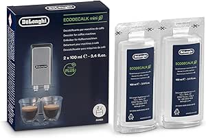 De'Longhi EcoDecalk DLSC200 Mini Descaler, 2 Dose Descaler, Coffee Machine Descaler, Coffee Machine Maintenance Accessory, Plant Origin Ingredients, 2 x 100 ml