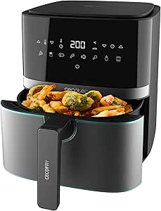 Cecotec Air Fryer 5.5L, Air Fryer, Cecofry Full InoxBlack 5500 Pro, 1700W, Digital, Oilless, Touch Panel, Stainless Steel Finishing, PerfectCook Technology, Thermostat, 8 Modes