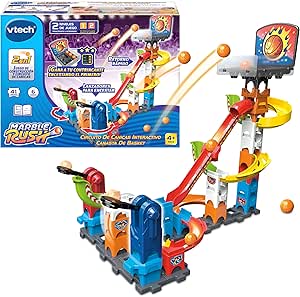 VTech - Marble Rush Basket Basket, Construction Toy and Marble Circuit, Rotating Catapults, 41 Pieces, 6 Balls, Gift for Children +4 years, ESP Version