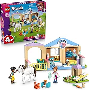 LEGO Friends Animal Veterinary Clinic - Educational Toy with Horse Stable, 2 Mini Dolls, Dog, Cat and Rabbit Figures and Acessorios - Gift for 4+ Year Old Girls - 42696