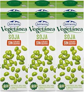 Central Lechera Asturiana - Vegetable Soy Drink No Added Sugar, Pack of 6 Briks of 1 Liter with Screw Cap, 6 x 1L, 6000 Milliliters