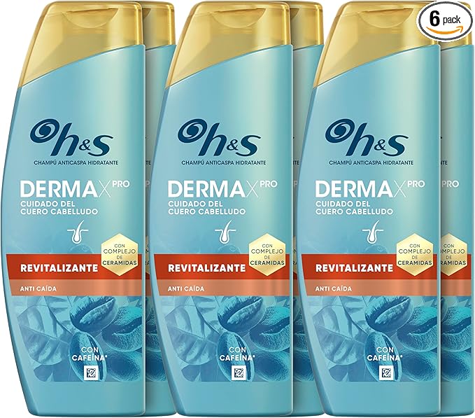 H&S DermaXPro Revitalizante Champú Anticaspa 300ml con Cafeína y Complejo de Ceramidas. Hidrata el Cuero Cabelludo Seco y el Pelo Debilitado y Ayuda a Reforzar la Barrera Cutánea