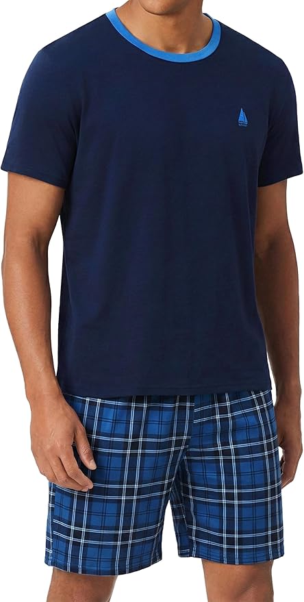 Bresdk Pijama Hombre Verano Pijamas Algodón Hombre Cómodo Corta Conjunto de Pijama Camiseta Manga Corta de Pijama Cómodo y Fresco
