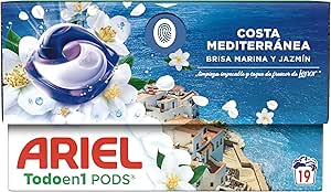 Ariel All in 1 PODS Sea Breeze And Jasmine, Liquid Detergent Capsules, 19 Washes