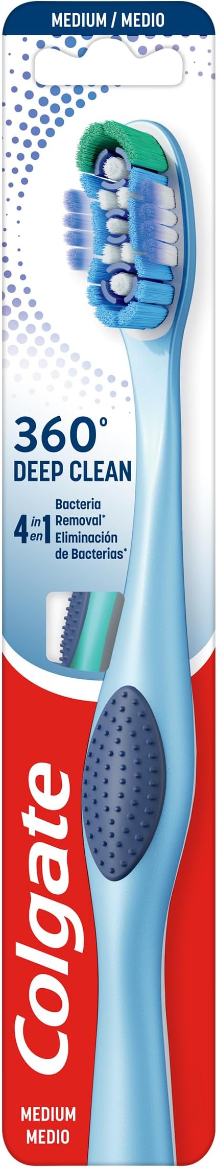 Colgate 360 Medio, Cepillo de Dientes Limpiador de Lengua y Mejillas - 1 ud