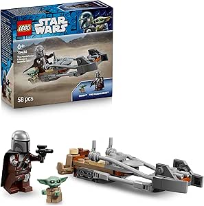 LEGO Star Wars Mandalorian and Grogu Moto Speeder - Djarin Mini Figure Toy Bike with Blaster - Gift for 6+ Year Old Boys and Fans - 75436