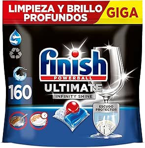 Finish Powerball Ultimate Infinity Shine Dishwasher Tablets with Grease Remover and Glass Protection, 2 Packs of 80, Total 160 Tablets