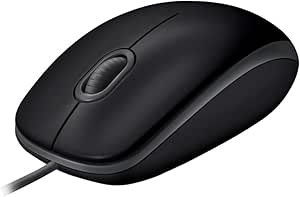 Logitech B110 USB Wired Mouse, Silent, 2.4 GHz with Nano-Receiver, Optical Tracking 1000 dpi, 18 Month Battery, 3 Buttons, Ambidextrous, PC/Mac/Laptop - Black