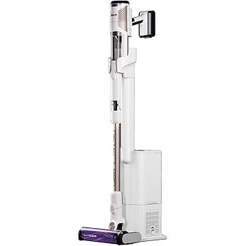 Shark Detect Clean & Empty Aspiradora sin cable y sin bolsa, tecnología Dirt Detect y base de autovaciado de 2 l, 60 min. de autonomía, Anti Hair Wrap y boquilla estrecha y cepillo, blanco, IW3612EU