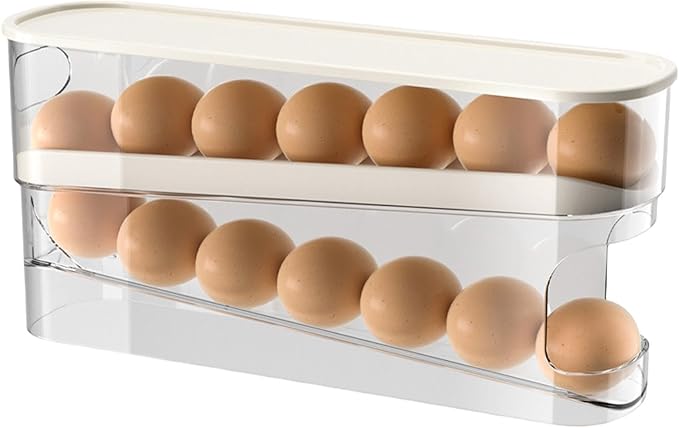 Rodillo de huevo para nevera, dispensador de huevos - Rodillo dispensador de huevos para nevera - Organizador automático de huevos giratorio, dispensador de huevos enrollable, hueveras para