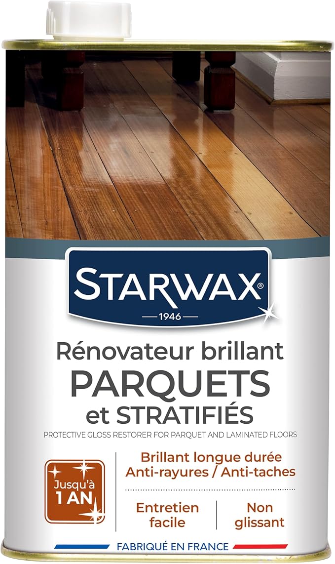 STARWAX - Renovador Brillante Protector para Parquets Barnizados y Suelos Laminados - Aporta Brillo, Protege y Disimula Arañazos - Antimanchas y Antidesgaste- 1L - hasta 30 m²