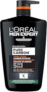L'Oréal Men Expert Pure Carbon Shower Gel, Total Clean 5-in-1. Formulated with Charcoal to provide cleansing and hydration in a single gesture. XXXL, 1000 ml.
