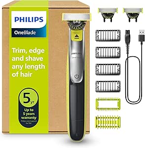 Philips OneBlade 360 Authentic Barber, Electric Facial & Body Shaver & Trimmer, 3x 360 Blades, 4x Fledgling Beard Comb (1,2,3,5 inch), 1 x Body Kit, QP2834/31