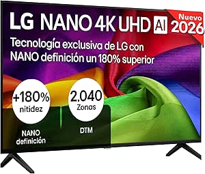LG 43NU800B6LC - TV 43, 4K Nanodefining AI, Smart TV, WebOS 25 (Updatable), Alpha 7 Gen9 AI Processor, 144Hz, HDR10 and Dolby Digital Plus, Magic Remote, Alexa/Google Assistant, Black