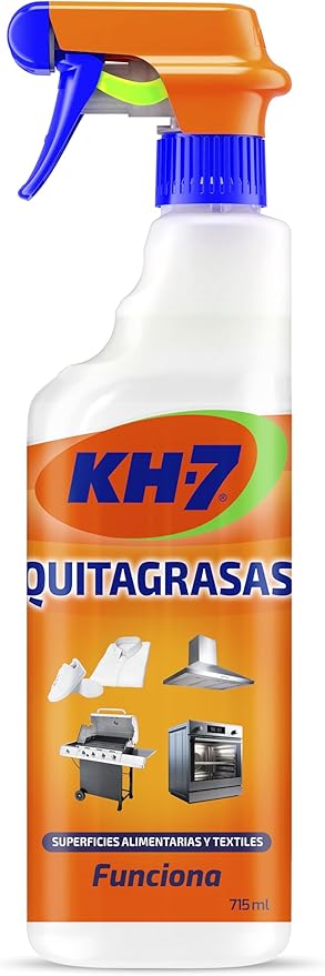 KH-7 Quitagrasas, Desengrasante | Elimina sin esfuerzo la Grasa y Suciedad | Aplícalo en la Cocina, Ropa, Exterior o Vehículos | Apto para todas las Superficies y Tejidos | Pulverizador 715ml.