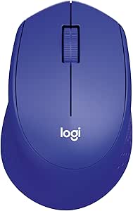 Logitech M330 Silent Plus Wireless Mouse, 2.4GHz, Nano USB Receiver, Optical Tracking, 1000 dpi Resolution, 2 Year Battery, Compatible with PC/Mac, Blue