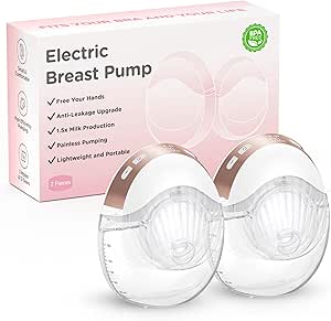 Haokoo Sacaleches Manos Libres Electricos, Extractor de Leche Materna Portátil y Silencioso, Diseño Antifugas, 3 Modos y 12 Niveles, Sin BPA