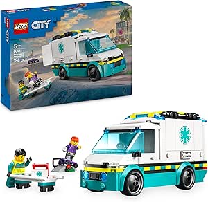 LEGO City Emergency Ambulance Construction Toy, Doctor Play Set with Vehicle and Minifigures, Montessori Educational Gift for Boys and Girls 5 Years Old and Up 60451