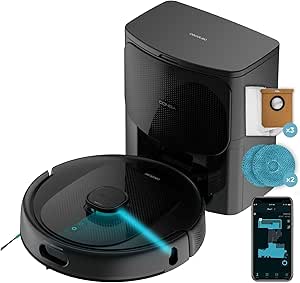 Cecotec Robot aspirador Conga 9990 AI Spin Revolution Ultra Power Home, 10.000 Pa, Navegación láser, Base de autovaciado, Inteligencia artificial, Evita objetos, Control APP, 240 min Autonomía