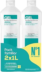 INIBSA Dermatological Body Wash, For Skin And Hair Care, Dermatological Savings Pack, 2 L (Pack of 2 x 1 L)
