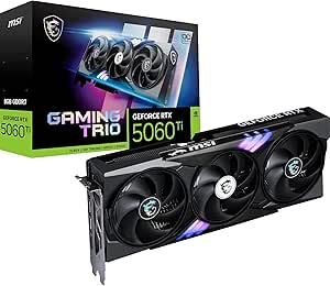 MSI NVIDIA GeForce RTX 5060 Ti 8G Gaming Trio OC GDDR7 128bit Gaming Graphics Card, Boost Clock up to 2662MHz, PCIe Gen 5, DLSS 4, DP 2.1 x 3, HDMI 2.1 x 1, SFF Ready