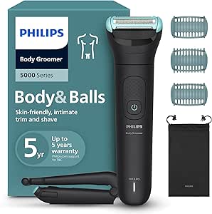 Philips Body Shaver Series 5000 – Male Epilator with Protection System, Trims and Cleaves Intimate Areas and Back, 100% Waterproof, 100 min Autonomy, BG5480/15.