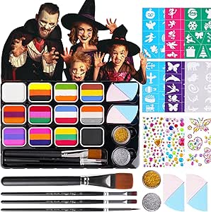 LOPHE Children's Face Paint, 12pcs Hypoallergenic Children's Face Paint with 4 Brushes, Safety Face and Body Paint for Children's Makeup, Children's Paints, Halloween, Festival Carnival