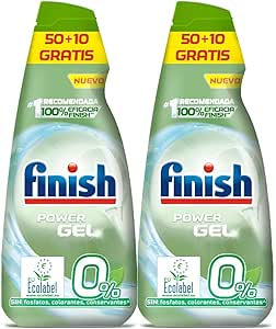 Reckitt Finish Power Gel 0% Dishwasher Gel Detergent with Organic Certificate, 2 Units - 120 Doses