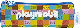 Dohe - Simple School Pencil Case - 1 Compartment, Multipurpose Round Pencil Case, 21x7.5cm, Zipper Closure, Made of Durable Polyester - Playmobil Unite As One