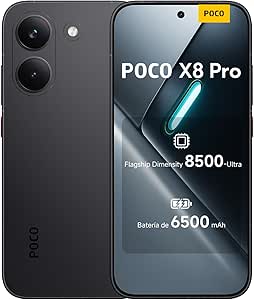 XIAOMI POCO X8 Pro 8+512GB Smartphone, Dimensity 8500-Ultra, 6500mAh Battery, Sony IMX882 50MP Sensor with OIS, 1 Year Extra Warranty, Charger Not Included, Black (ES Version)