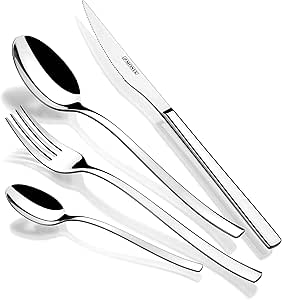 MONIX Genoa | 24-Piece Cutlery Set with Chopper Knife, 18/10 Stainless Steel, Avant-Garde and Modern Design, Glossy Polished Finish, Thickness 2.5 mm (6 People)