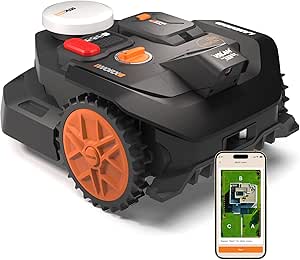Worx Landroid Vision Cloud WR304E 2WD Robotic Lawn Mower, No Perimeter Cord, Up to 400 m², AI Obstacle Avoidance, VSLAM Navigation + RTK Cloud, Auto Mapping, App Control