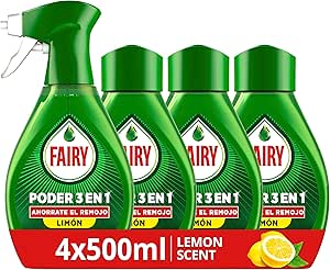 Fairy Power Without Soaking Lemon Spray Refill, Tableware and Cooking, Anti-Grease, 2000 ml, Pack of 4