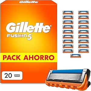 Gillette Fusion5 Men's Razor Blades, Pack of 20 – Refills for Razors with 5 Blades, Lubricating Gel Band and Precision Trimmer