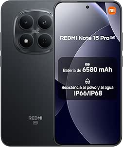 XIAOMI REDMI Note 15 Pro 5G - 8+512GB Smartphone, 6.83 1.5K AMOLED Display, MediaTek Dimensity 7400-Ultra, 200MP Camera, 6580mAh Battery, Charger Not Included, Black (ES Version)