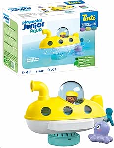 PLAYMOBIL Junior Aqua & Tinti 71440 Colorful Submarine Boat with Detachable Dome, with Three Tinti Bath Tablets, Toys for Boys and Girls from 1 Year Old