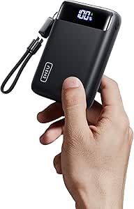 INIU Power Bank, Small 20000mAh 22.5W Fast Charging External Battery with Attached USB C Cable, Suitable for Airplane, Travel Essentials, Portable Battery for iPhone 17 16, Samsung S25, iPad, Xiaomi etc