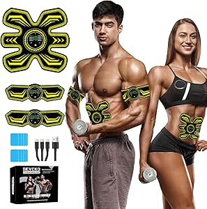 Electrostimulator Muscular Abdominals, EMS Abdominal Stimulator, Abdominal Abdominal Stimulator Belt, 8 Modes and 15 Intensities, 10 Replacement Hydrogels