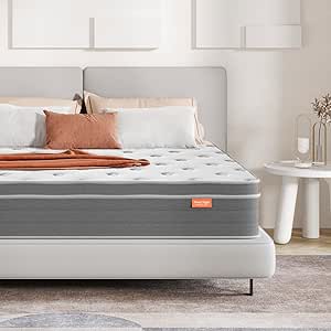 Sweetnight - Mattress with springs and memory foam 180 x 200 cm, gel foam, elastic knitted mattress, height 20 cm (180 x 200 x 20 cm)