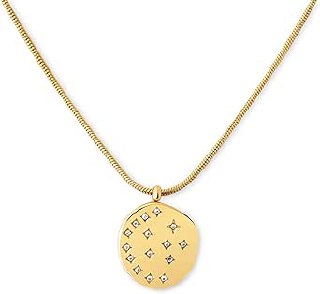 SINGULARU - Necklace Bling. Steel with 18Kt Gold Plated Finish and White or Multicolor Zirconia. Necklace with Medallion. Jewelry for Women