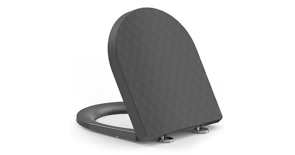 YEAUPE PRO Tapa WC Universal Forma de D Asiento de Inodoro de Cierre Suave con Liberacin Rpida para una Fcil Limpieza Gris Motivo de Rombos 43536251 CM Incluye plantilla de instalacin